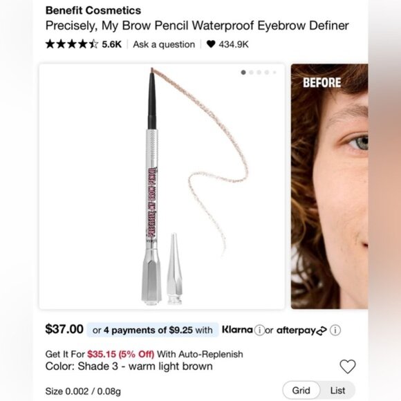NEW Benefit Cosmetics Precisely My Brow Pencil Waterproof Eyebrow Definer medium - Picture 1 of 9